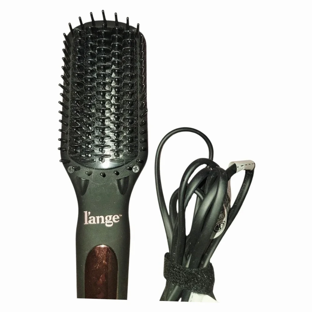 L'ange Heated Straightening Brush Black Rose Gold Hair Smoothing Styling Working